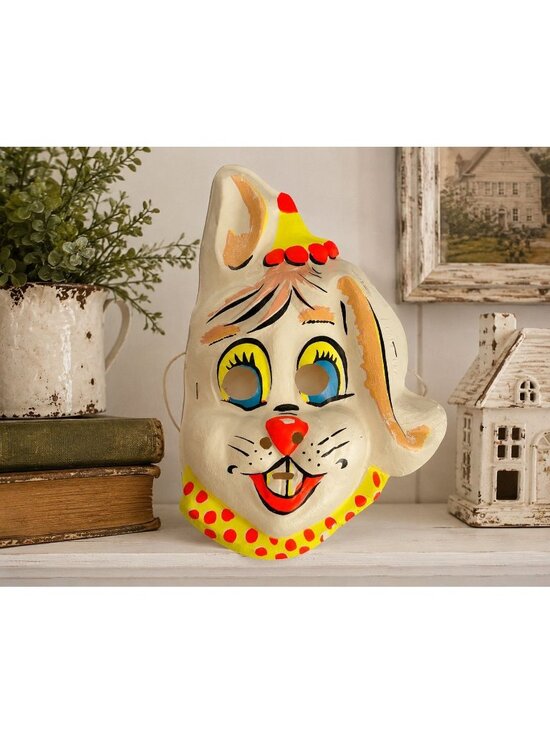 unknown Other - Vintage 1950s 60s Bunny Rabbit Halloween Costume Mask 19¢ Made in USA